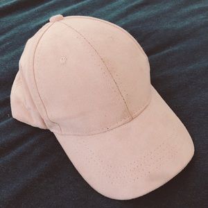 Faux Suede nude pink leather hat/ cap